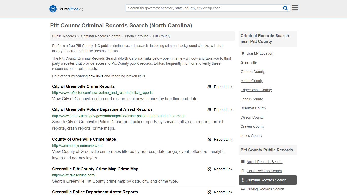 Pitt County Criminal Records Search (North Carolina) - County Office